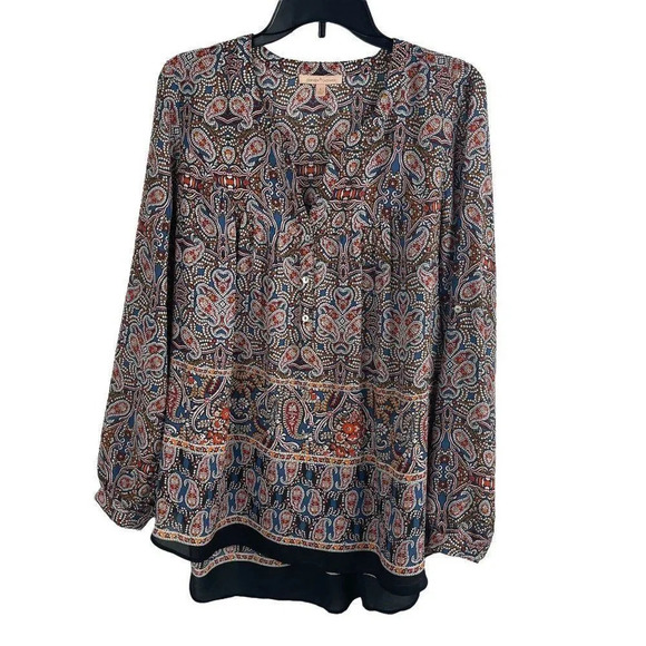 GIBSON latimer Women Long Sleeve Sheer Tunic Size L - Picture 1 of 10
